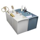 EXACOMPTA Asztali rendező, multifunkciós, 4 rekeszes, 8x23x11 cm, EXACOMPTA "Autentik", fehér