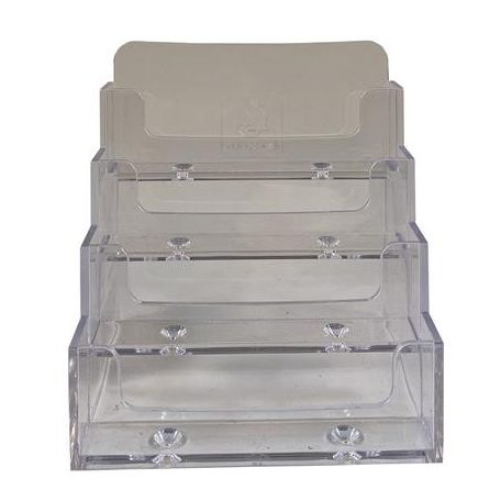 EXACOMPTA Névjegykártya tartó, asztali, 4 rekesz, EXACOMPTA "Office", áttetsző