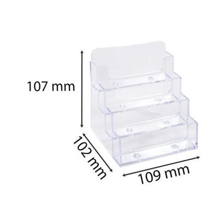 EXACOMPTA Névjegykártya tartó, asztali, 4 rekesz, EXACOMPTA "Office", áttetsző