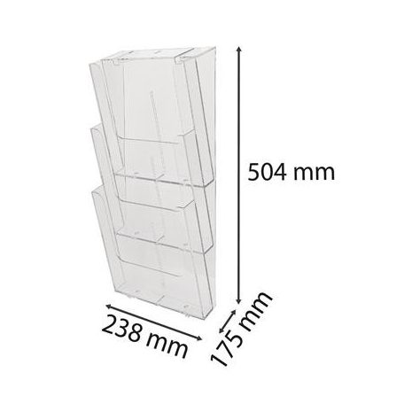 EXACOMPTA Katalógustartó, fali, A4, álló, 3 rekeszes, EXACOMPTA "Office", áttetsző