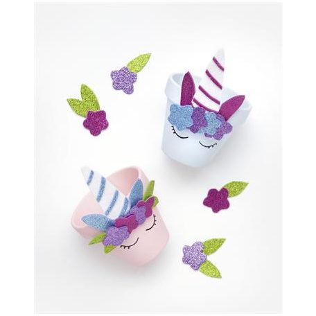 FOLIA Moosgumi, öntapadó, csillámos, 20x29 cm, 5 lap, FOLIA "Magic", 5 különböző szín