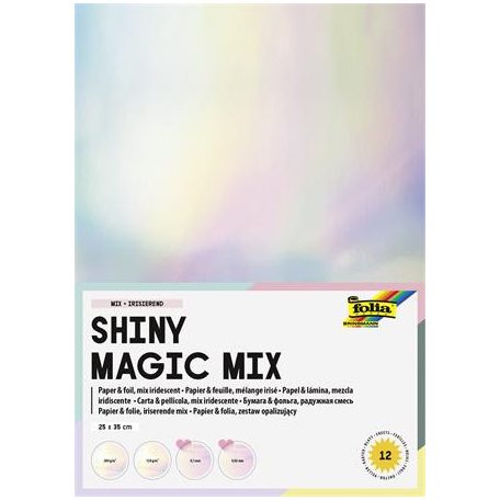 FOLIA Dekorkarton szett fóliával, irizáló, 25x35 cm, 6+6 lap, FOLIA