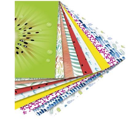 FOLIA Origami papír, 15x15 cm, 80 g, 50 lap, FOLIA "Tropical", 10 különböző minta