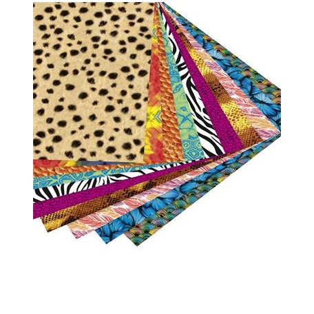 FOLIA Origami papír, 15x15 cm, 80 g, 50 lap, FOLIA "Wildlife", 10 különböző minta