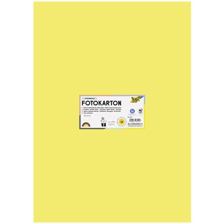 FOLIA Dekorkarton, 2 oldalas, 50x70 cm, 300 g, 10 lap, FOLIA, citromsárga