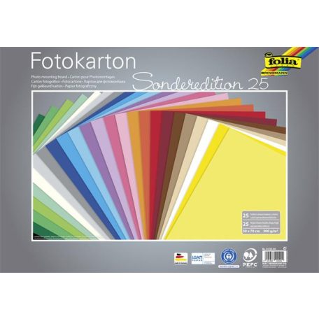 FOLIA Dekorkarton, 2 oldalas, 50x70 cm, 300 g, 25 lap, FOLIA, vegyes színek