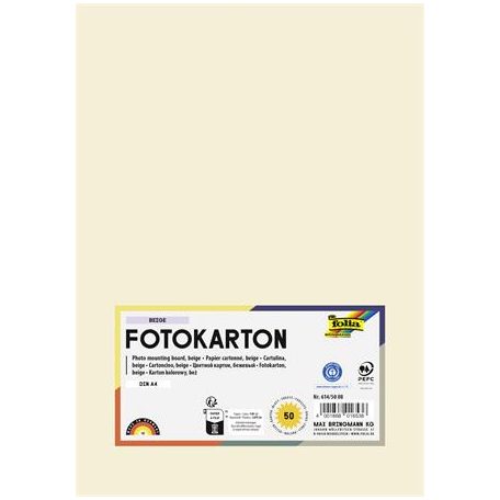 FOLIA Dekorkarton, 2 oldalas, A4, 300 g, 50 lap, FOLIA, bézs