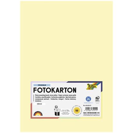 FOLIA Dekorkarton, 2 oldalas, A4, 300 g, 50 lap, FOLIA, szalmasárga