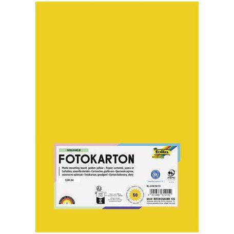 FOLIA Dekorkarton, 2 oldalas, A4, 300 g, 50 lap, FOLIA, aranysárga