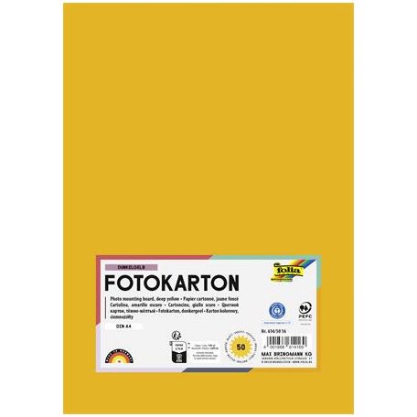 FOLIA Dekorkarton, 2 oldalas, A4, 300 g, 50 lap, FOLIA, mélysárga