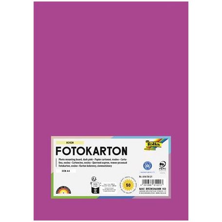 FOLIA Dekorkarton, 2 oldalas, A4, 300 g, 50 lap, FOLIA, sötétrózsaszín