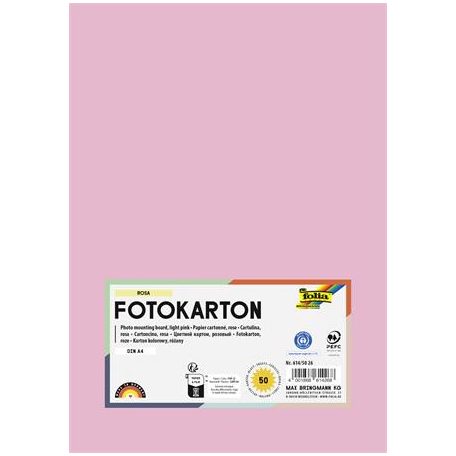 FOLIA Dekorkarton, 2 oldalas, A4, 300 g, 50 lap, FOLIA, halvány rózsaszín
