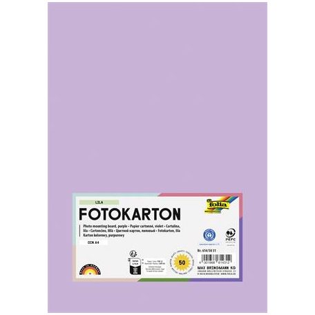 FOLIA Dekorkarton, 2 oldalas, A4, 300 g, 50 lap, FOLIA, halvány orgonalila