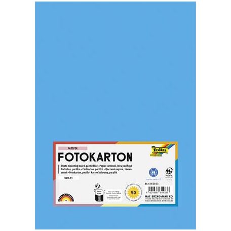 FOLIA Dekorkarton, 2 oldalas, A4, 300 g, 50 lap, FOLIA, óceánkék