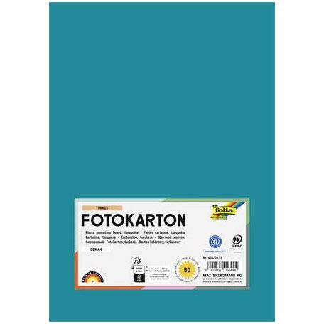 FOLIA Dekorkarton, 2 oldalas, A4, 300 g, 50 lap, FOLIA, türkiz