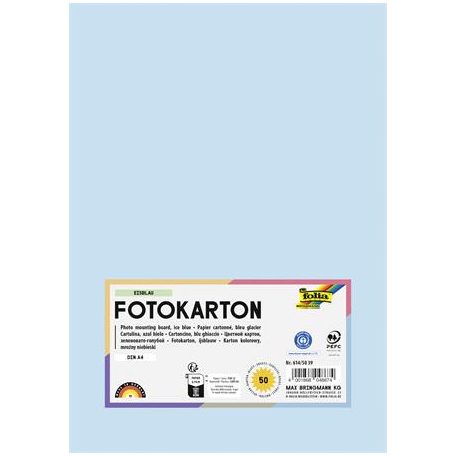FOLIA Dekorkarton, 2 oldalas, A4, 300 g, 50 lap, FOLIA, jégkék