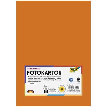 FOLIA Dekorkarton, 2 oldalas, A4, 300 g, 50 lap, FOLIA, világosnarancs