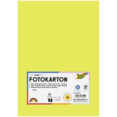 FOLIA Dekorkarton, 2 oldalas, A4, 300 g, 50 lap, FOLIA, limesárga