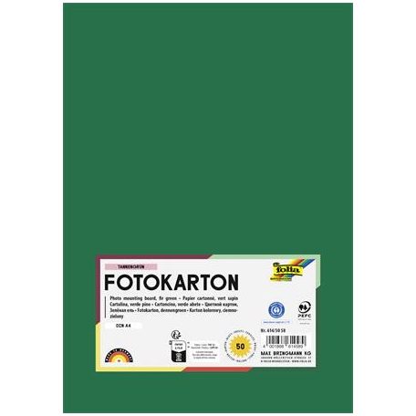 FOLIA Dekorkarton, 2 oldalas, A4, 300 g, 50 lap, FOLIA, fenyőzöld