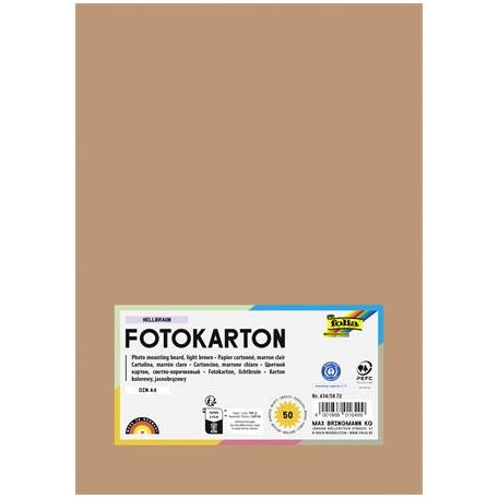 FOLIA Dekorkarton, 2 oldalas, A4, 300 g, 50 lap, FOLIA, világosbarna