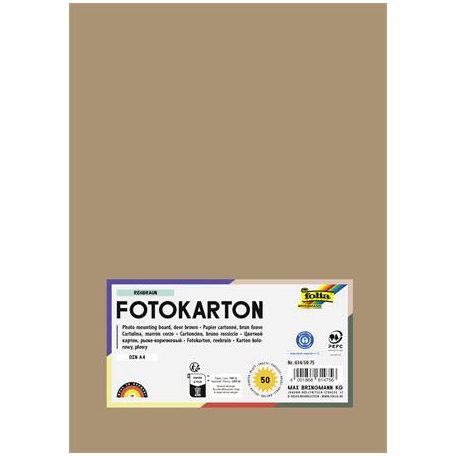 FOLIA Dekorkarton, 2 oldalas, A4, 300 g, 50 lap, FOLIA, őzbarna