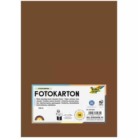 FOLIA Dekorkarton, 2 oldalas, A4, 300 g, 50 lap, FOLIA, csokoládébarna