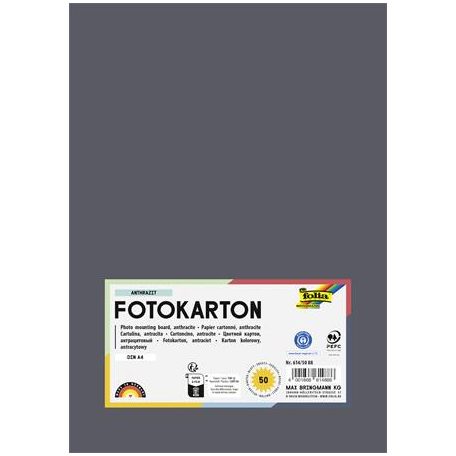 FOLIA Dekorkarton, 2 oldalas, A4, 300 g, 50 lap, FOLIA, antracitszürke