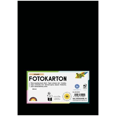 FOLIA Dekorkarton, 2 oldalas, A4, 300 g, 50 lap, FOLIA, fekete