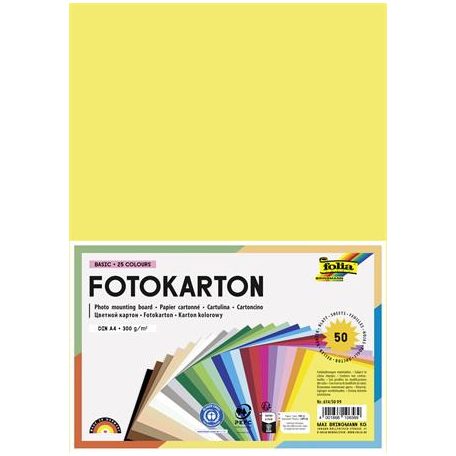 FOLIA Dekorkarton, 2 oldalas, A4, 300 g, 25x2 lap, FOLIA, vegyes színek