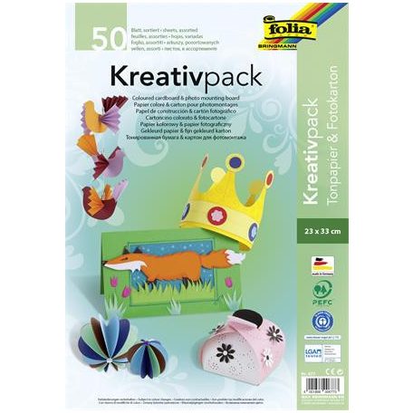 FOLIA Dekorkarton, 23x33 cm, 130/300 g, 25x2 lap, FOLIA, vegyes színek