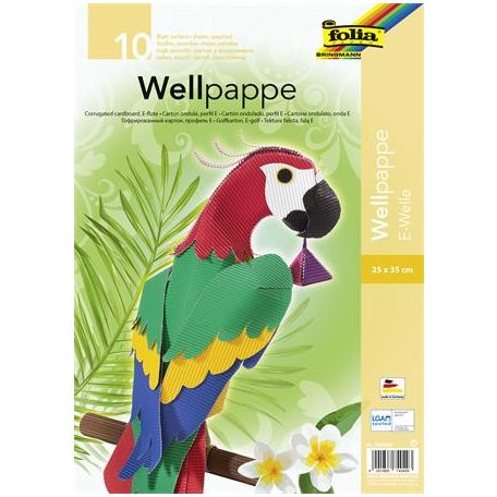 FOLIA Hullámkarton, 25x35 cm, 10 lap, FOLIA, vegyes színek