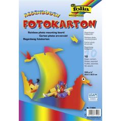   FOLIA Dekorkarton, 2 oldalas, 22,5x32 cm, 300 g, 10 lap, FOLIA, szivárvány szín