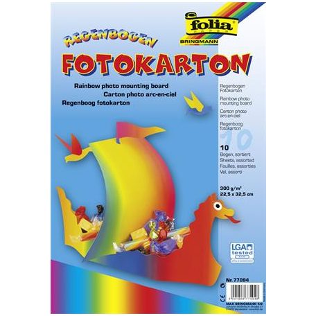 FOLIA Dekorkarton, 2 oldalas, 22,5x32 cm, 300 g, 10 lap, FOLIA, szivárvány szín
