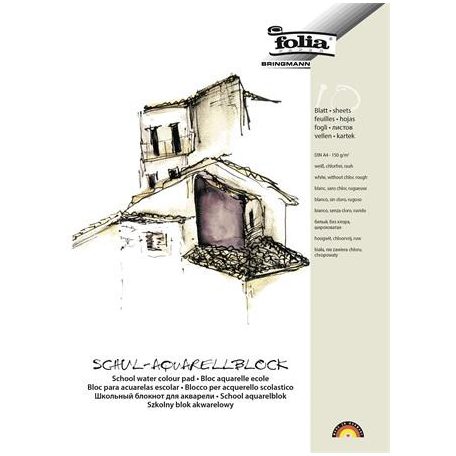 FOLIA Akvarell tömb, A4, 150 g, 10 lap, durva, FOLIA