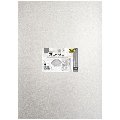 FOLIA Dekorkarton tömb, csillámos, 1 oldalas, 50x70 cm, 300g, 5 lap, FOLIA, ezüst