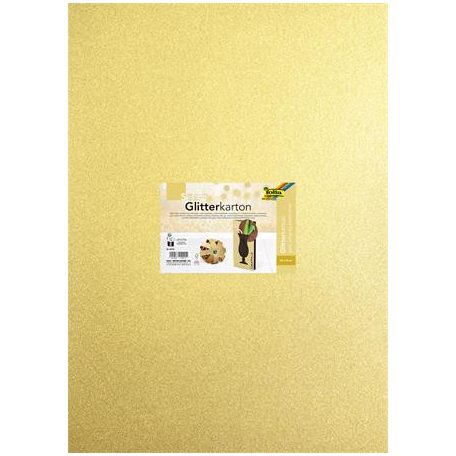 FOLIA Dekorkarton tömb, csillámos, 1 oldalas, 50x70 cm, 300g, 5 lap, FOLIA, arany