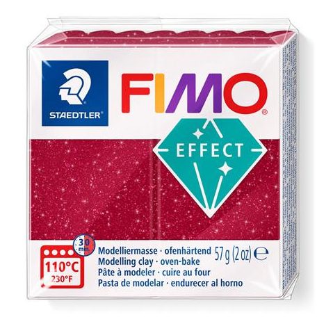 FIMO Gyurma, 57 g, égethető, FIMO "Effect", csillámos piros