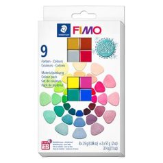   FIMO Gyurma, készlet, 8x25 + 2x57 g, égethető, FIMO "Effect Colours", 9 különböző gyöngyház szín