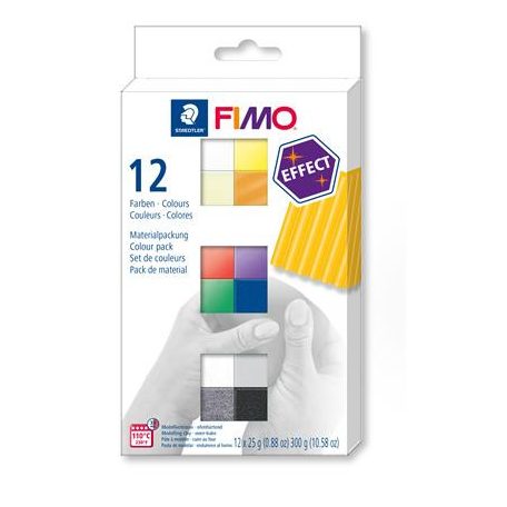 FIMO Gyurma, készlet, 12x25 g, égethető, FIMO "Effect Colours", 12 különböző szín