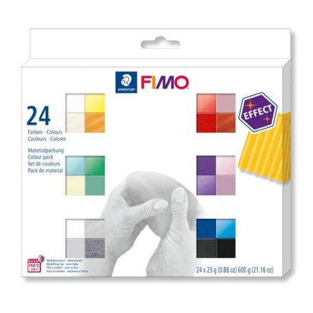 FIMO Gyurma, készlet, 24x25 g, égethető, FIMO "Effect Colours" 24 különböző szín