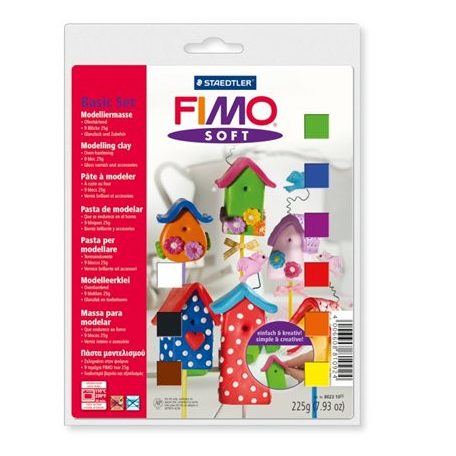 FIMO Gyurma készlet, 9x25 g, égethető, FIMO "Soft Basic", 9 különböző szín