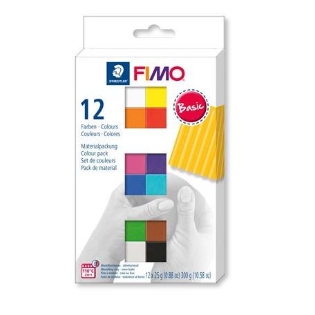 FIMO Gyurma, készlet, 12x25 g, égethető, FIMO "Soft Basic", 12 különböző szín