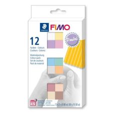   FIMO Gyurma, készlet, 12x25 g, égethető, FIMO "Soft Pastel" 12 különböző szín