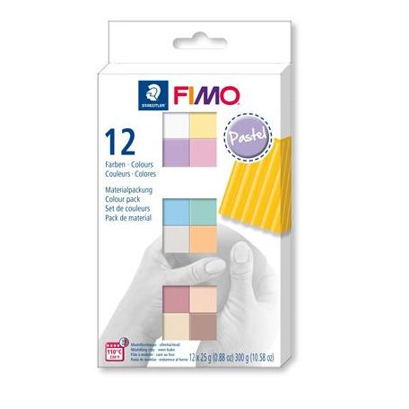 FIMO Gyurma, készlet, 12x25 g, égethető, FIMO "Soft Pastel" 12 különböző szín