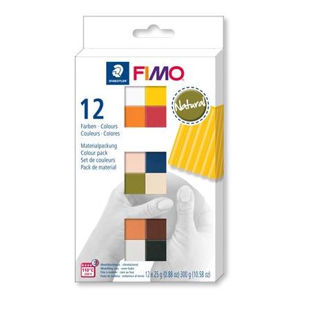FIMO Gyurma, készlet, 12x25 g, égethető, FIMO "Soft Natural", 12 különböző szín
