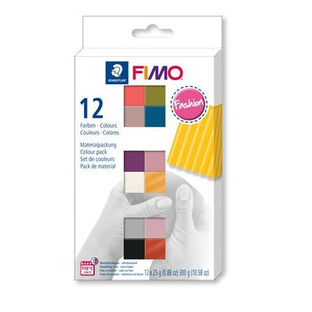 FIMO Gyurma, készlet, 12x25 g, égethető, FIMO "Soft Fashion", 12 különböző szín