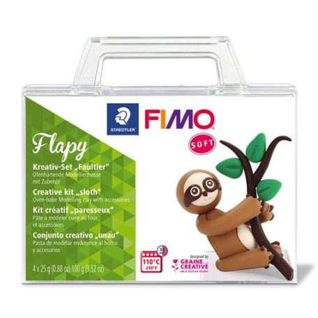 FIMO Gyurma készlet, 4x25 g, égethető, FIMO "Soft Creative", Flapy Lajhár