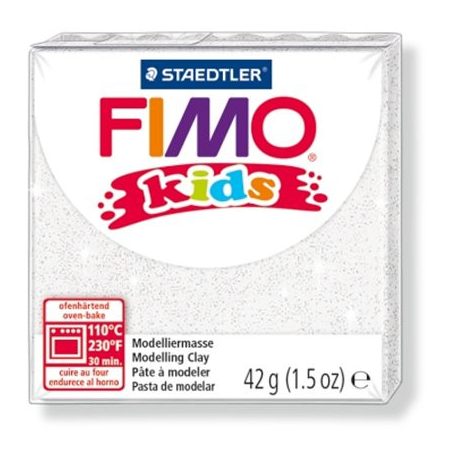 FIMO Gyurma, 42 g, égethető, FIMO "Kids", glitteres fehér