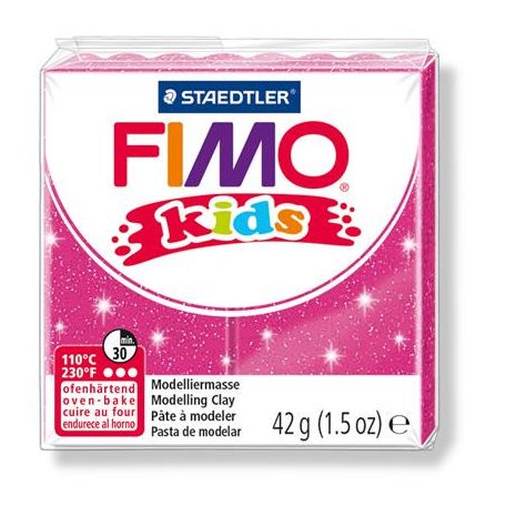 FIMO Gyurma, 42 g, égethető, FIMO "Kids", glitteres rózsaszín
