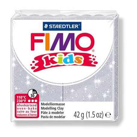 FIMO Gyurma, 42 g, égethető, FIMO "Kids", glitteres ezüst